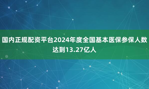 国内正规配资平台2024年度全国基本医保参保人数达到13.27亿人